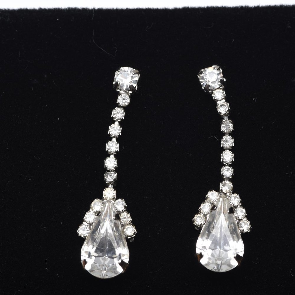 Elegant Rhinestone Dangle Earrings - Vintage